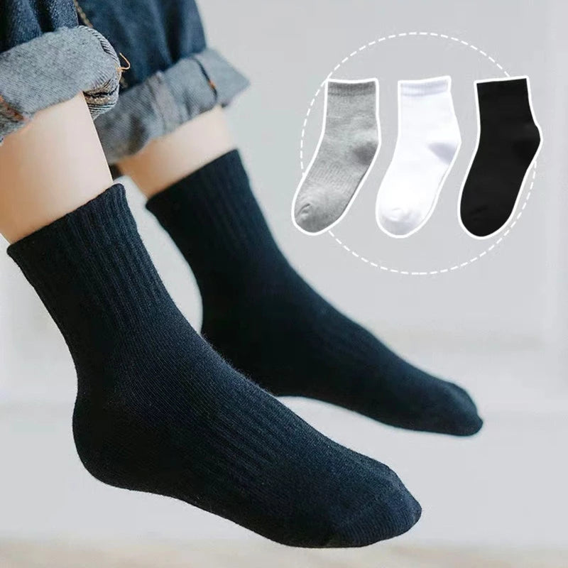 5 Pairs/Lot Children Cotton Socks - 5 Pairs Children School Socks