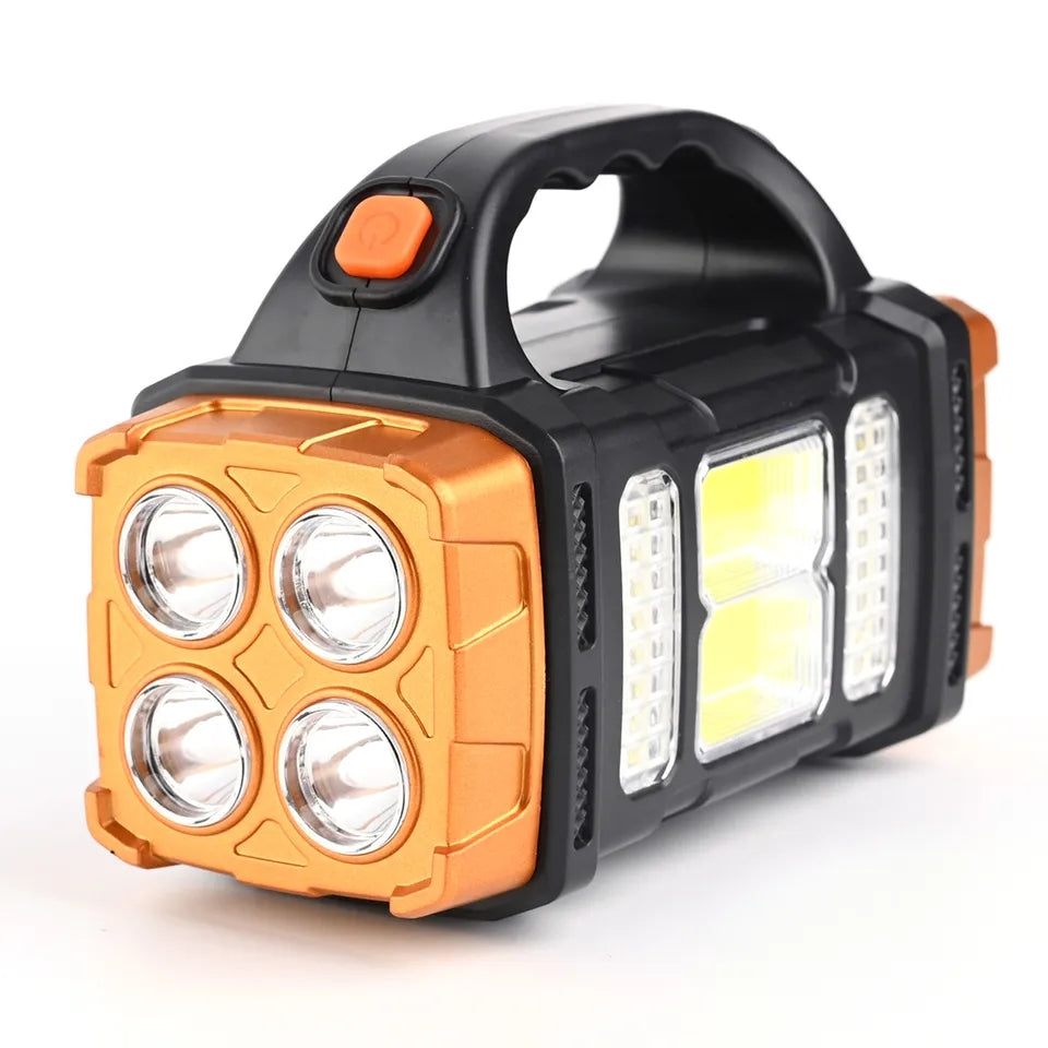 38 watt Solar Powered Rechargeable Flashlight With USB Charging Lamp COB LED Torch 4 Lighting Modes Searchlight Lamp Lantern