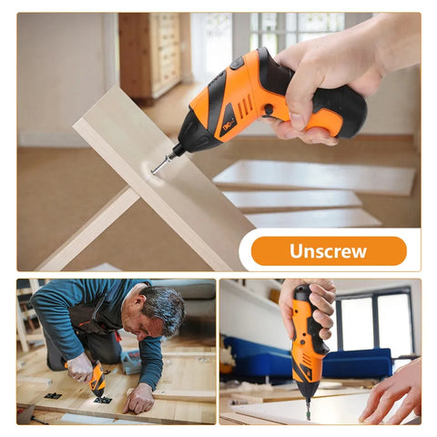 Cordless Electric Screwdrivers with 45pcs Drill Bit Set Rechargeable Electric Drill Bit Kit USB Powerful 18650 Battery