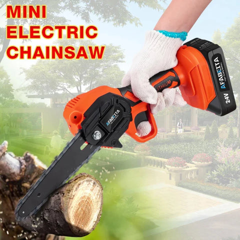 8/6 inches 24V Mini Electric Chain Saw - Rechargeable One-Hand Electric Portable Chainsaw