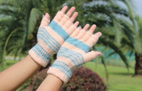 Women Winter Wool Half Finger Gloves Soft Fashionable Gloves