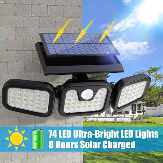Portable Outdoor LED Solar Light - Three Head Spotlights Motion Sensor Water Proof Solar Lighting Wireless Lights