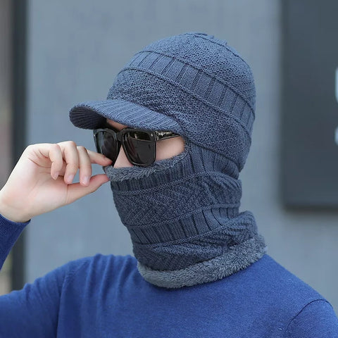 -5° Winter Wool Warm Hats Skullies Beanie Hat Men Women Wool Scarf Caps