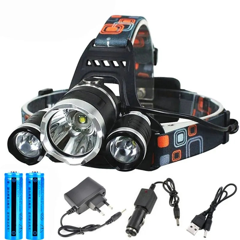 Waterproof Rechargeable Power Headlight - XM-L2 T6 Headlight Torch Rechargeable