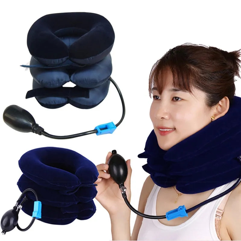 Air Cervical Traction 1 Tube Neck Stretcher Inflatable Neck Massage Support Cushion Devices Orthopedic Pillow Collar Pain Relief