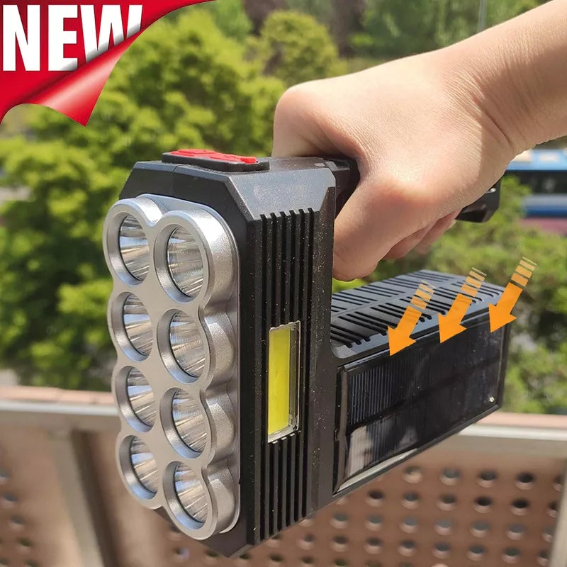8 LED USB / Solar Rechargeable Flashlight Outdoor Multi-function Waterproof LED Flashlights