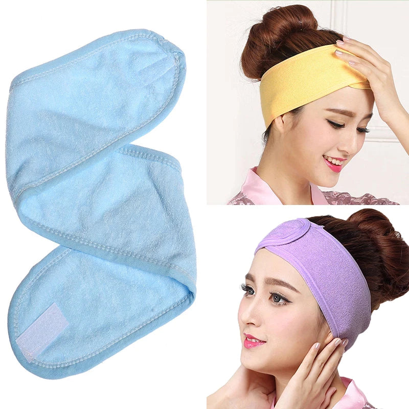 2 PCS Women Makeup Toweling Hair Wrap Head Band Soft Salon SPA Facial Headband