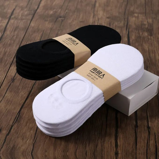 4 Pairs Men's Invisible Nonslip Loafer Boat Ankle Low Cut Cotton Socks