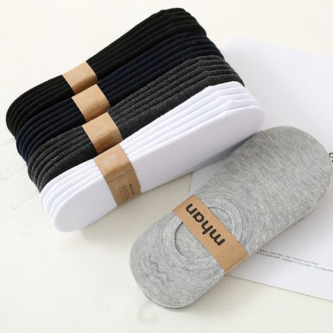 5 Pairs Men's Invisible Nonslip Loafer Boat Ankle Low Cut Cotton Socks