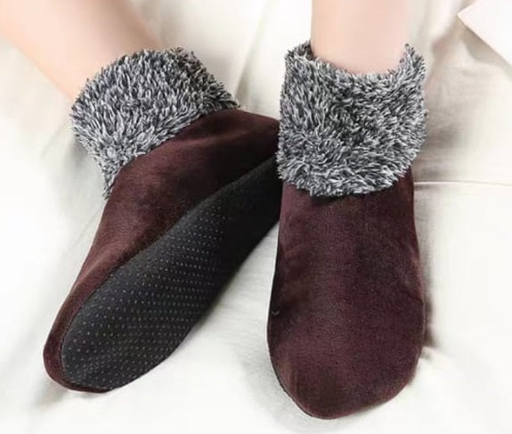 2Pair Women Winter Indoor Floor Sliper Socks - Velvet Warm Household Floor Bed Socks