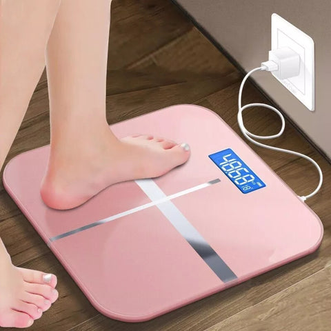 USB Charging Smart Digital Scale Highly Accurate for Body Weight Bathroom Weight Scale with Extra-Wide Platform LED Screen