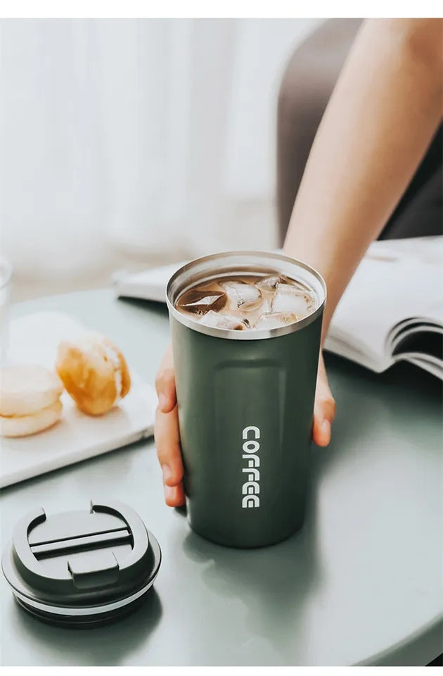 Insulated Coffee Mug Stainless Steel Tumbler Water Thermos Vacuum Flask Bottle Portable Travel Mug Thermal Cup