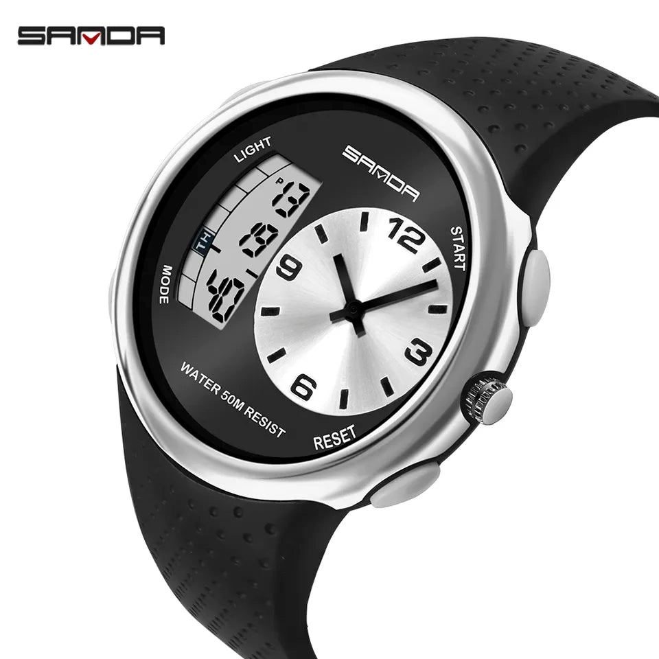 Sanda man waterproof student watch fashion multi-function luminous outdoor sports personality Electronic Watch