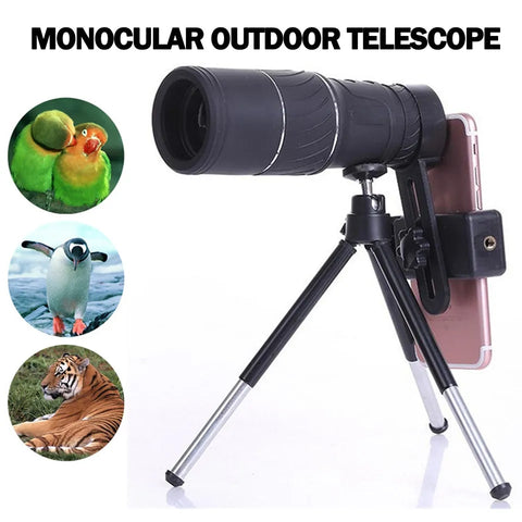 16X52 Compact Monocular Optical Lens High Definition Handheld Telescope BAK4 Prism Waterproof with Neck Strap