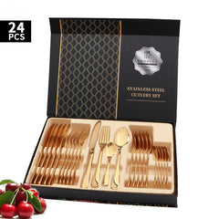 28 & 24 Pcs Tableware Set Portable Cutlery Set High Quality Stainless Steel Knife Fork Spoon Travel Flatware Festival Tableware Gift