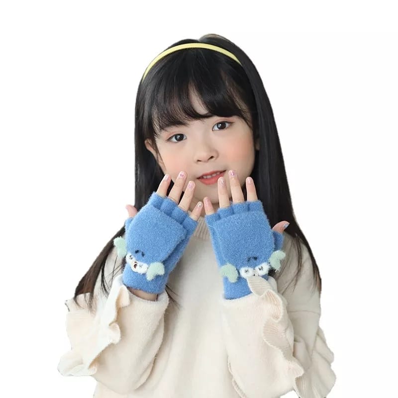 Kids Cashmere Half-finger Gloves Autumn Winter Plus