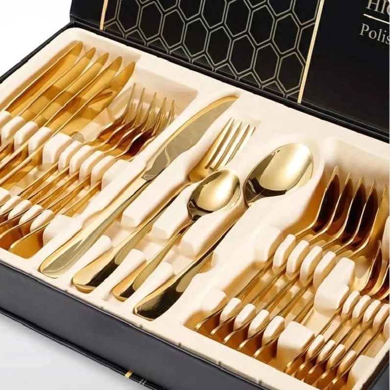 28 & 24 Pcs Tableware Set Portable Cutlery Set High Quality Stainless Steel Knife Fork Spoon Travel Flatware Festival Tableware Gift
