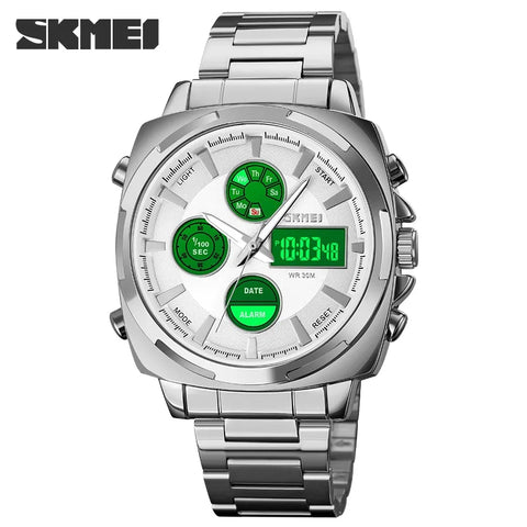 SKMEI Double Time Electronic Movement Men Stainless Steel Watch