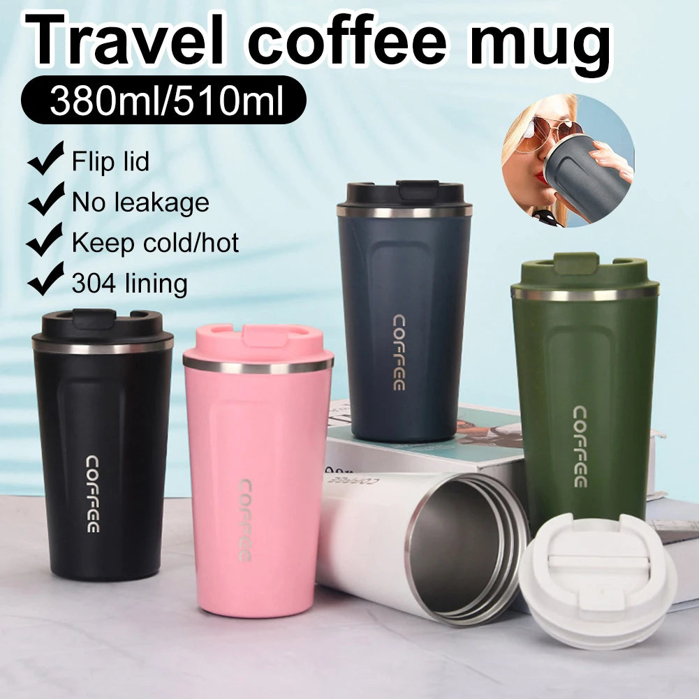 Insulated Coffee Mug Stainless Steel Tumbler Water Thermos Vacuum Flask Bottle Portable Travel Mug Thermal Cup
