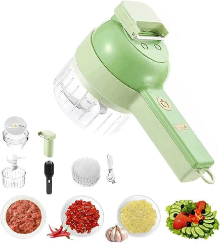 4 in 1 Electric Kitchen Chopper Garlic Masher Meat Grinder Mini Food Garlic Vegetable Crusher Slicer Rechargeable Food Processor