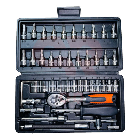 46 PC's 1/2"Dr Black Drive Automotive Tools Socket Ratchet Wrench Set Bluepoint Socket Tools Set Kit