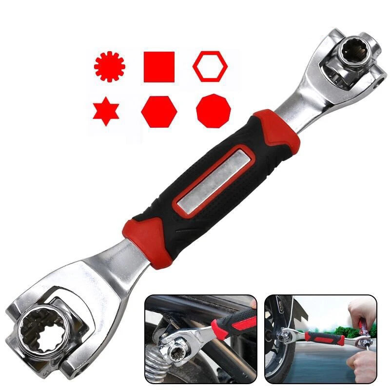 48 in 1 Tiger Wrench Socket Works with Spline Bolts Torx 360 Degree 6-Point Furniture Car Repair Universial Tools 25cm Hand Tool