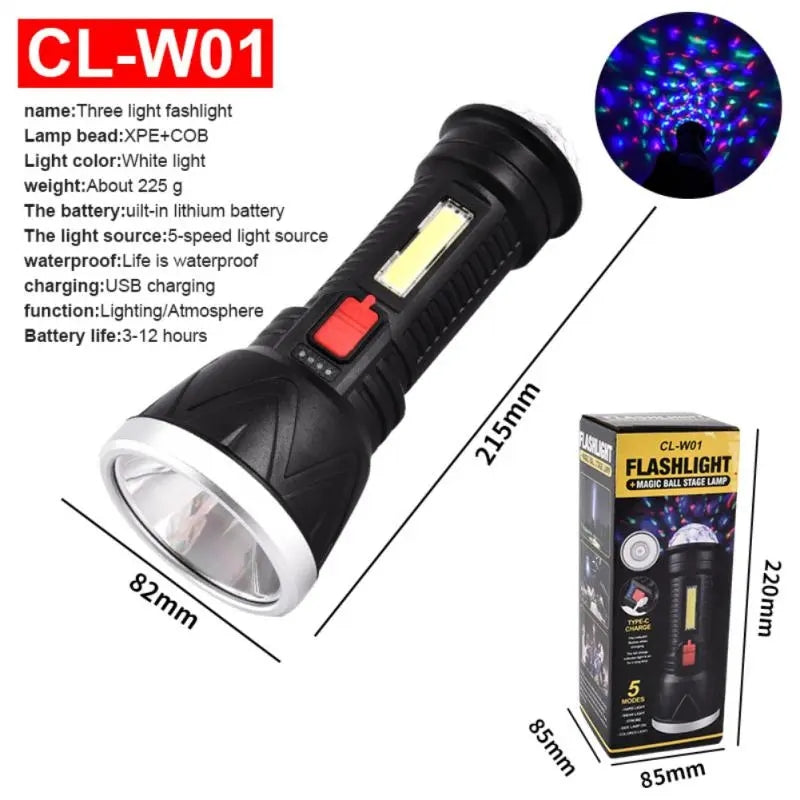 Usb Rechargeable Waterproof Flash Light Camping Flashlight