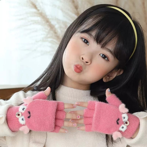 Kids' Cashmere Half-Finger Touchscreen Gloves