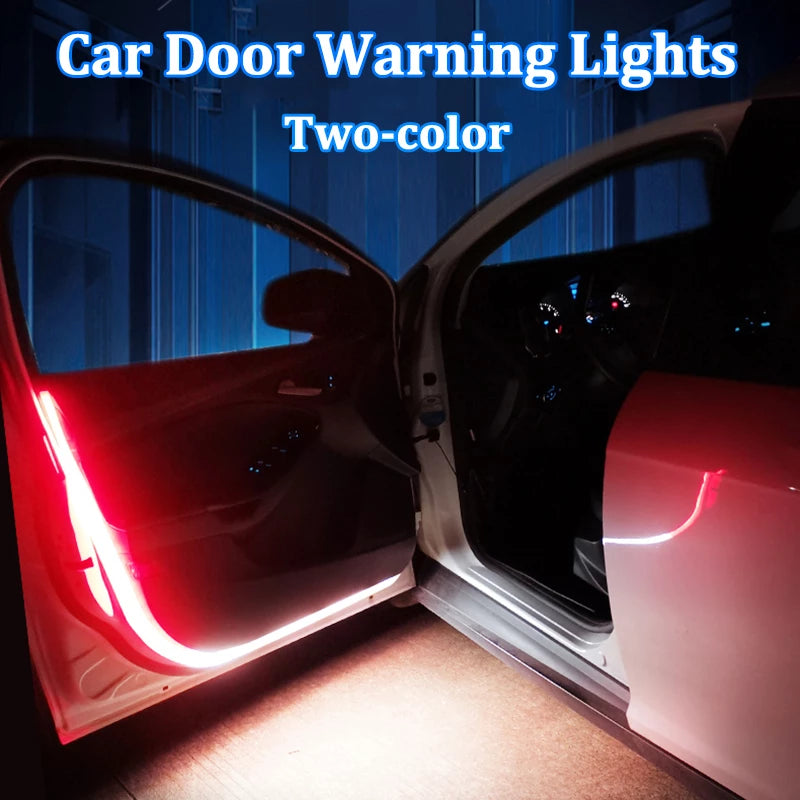 4 Pcs Car Door Decoration Light Strips Car Styling Strobe Flashing Light Safety 12V LED Opening Warning LED Lamp Strip Waterproof