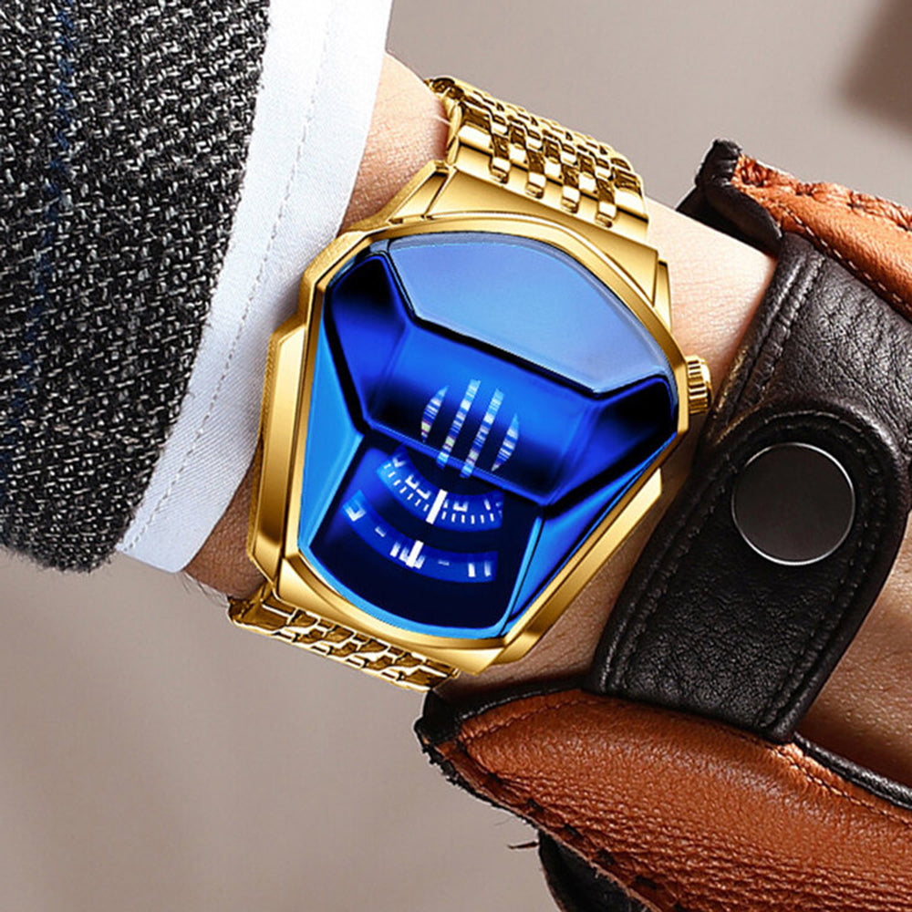 BINBOND Luxury Military Fashion Locomotive Men Quartz Watch Gold Man Clock Casual Geometric Shape Wristwatch Relogio Masculino