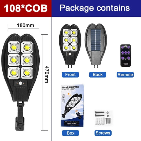6-156 Solar LED Street Light Waterproof Remote Control Outdoor Security Wall Light