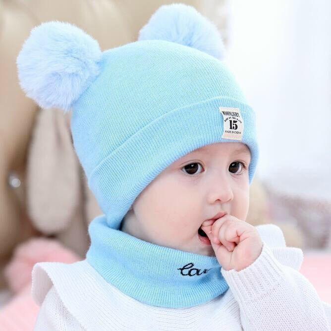 Kids Baby Boy Girl Winter Warm Cap with matching Scarf - Kids Warm Cap With Neck