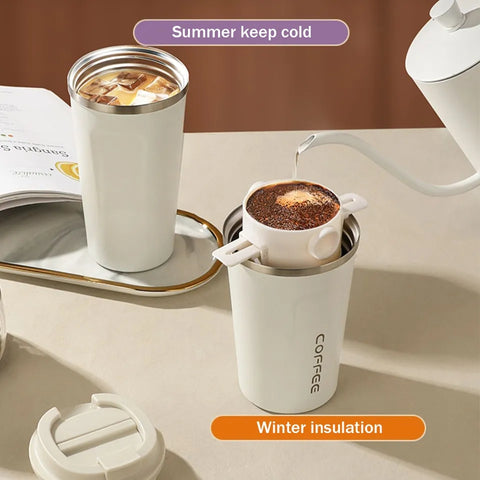 Insulated Coffee Mug Stainless Steel Tumbler Water Thermos Vacuum Flask Bottle Portable Travel Mug Thermal Cup