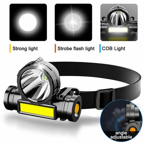 COB Super Headlight Rechargeable Flashlight
