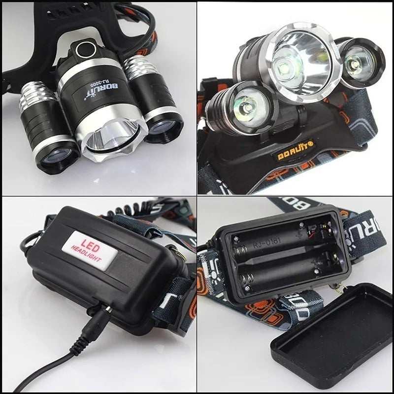 Waterproof Rechargeable Power Headlight - XM-L2 T6 Headlight Torch Rechargeable