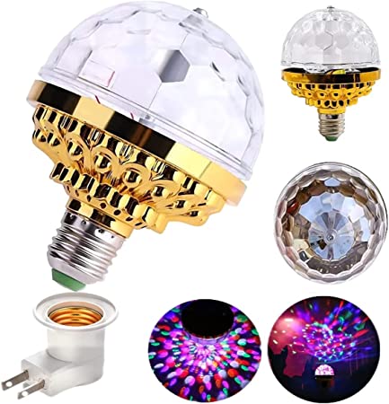 E27 Colorful LED Stage Flashing Light Bulb 6W Rotating Crystal Magic Ball Mini Lamp for Disco Party Christmas Party Decoration