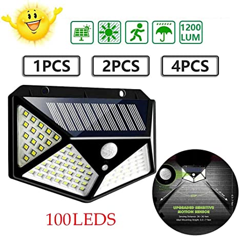 Solar Lights for Garden 100 LED Motion Sensor, Outdoor Light with Solar Panel 100 LEDs Motion Sensor Twilight Sensor