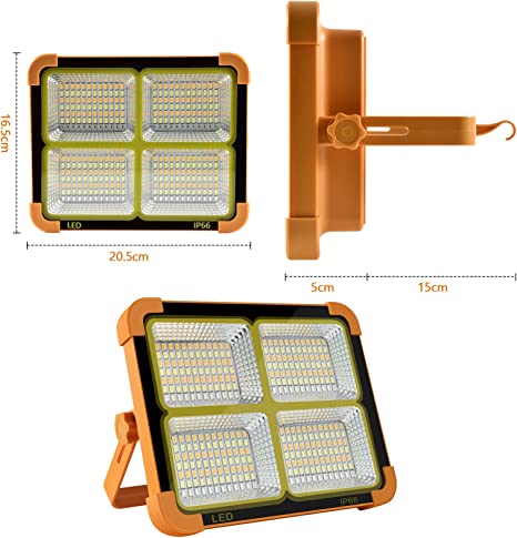 Solar Emergency Portable Floodlight with 16500mAh Battery Led Work Light USB