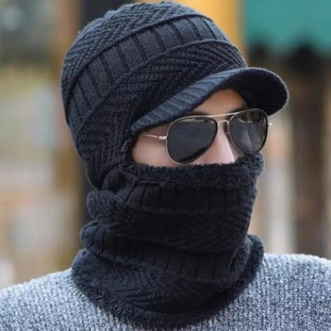 -5° Winter Wool Warm Hats Skullies Beanie Hat Men Women Wool Scarf Caps