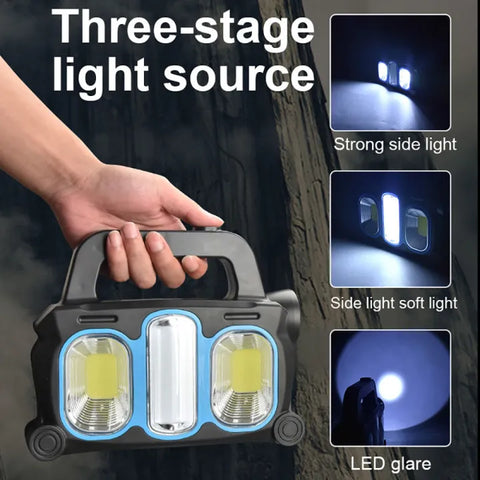 Solar Emergency COB Portable Work Light 3 Lighting Modes 20W Ultra Powerful USB Emergency Charging Outdoor Camping Strong Light Searchlight 100000LM Torchlight