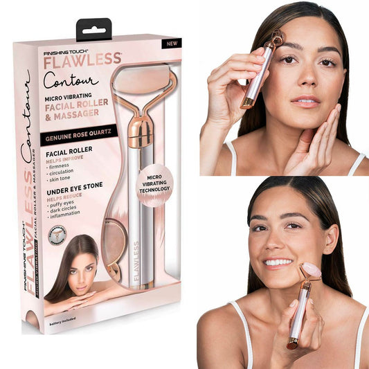 Pink Fibre Facial Massager With Vibration Electric Face Roller