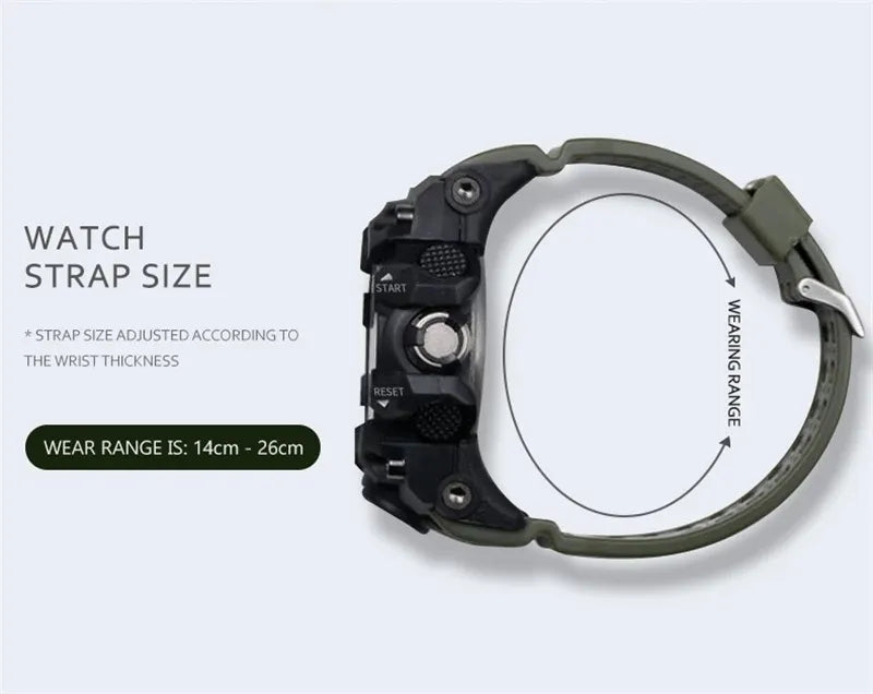 WLISTH Brand Men Sports Watch Dual Display Analog Digital LED Electronic Quartz Wristwatches Waterproof Swimming Military Watch