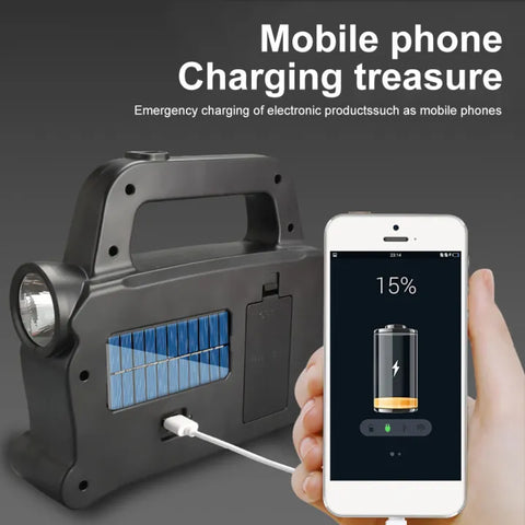 Solar Emergency COB Portable Work Light 3 Lighting Modes 20W Ultra Powerful USB Emergency Charging Outdoor Camping Strong Light Searchlight 100000LM Torchlight