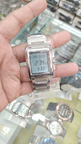 Al-Fajar Watch with Qibla Compass Hijri TIme and Azan Alaram All Islamic Prayers Stainless Steel Ramadan Gift