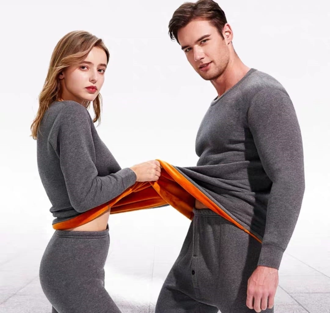 Men's Women Ultra Soft winter inner wear Thermal underwear Long johns with double layer Fleece Line