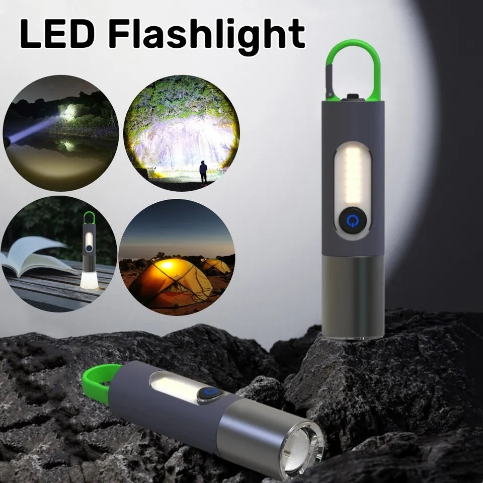 Digital Thunder XST-836 LED USB0 Flashlight Keychain Torch Mini Telescopic Focusing