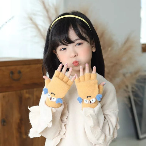 Kids Cashmere Half-finger Gloves Autumn Winter Plus