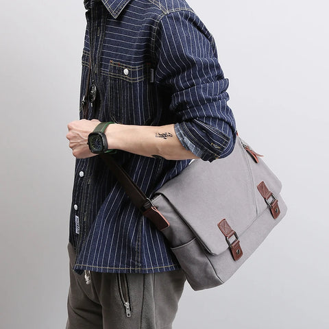 Crossbody Bag Vintage Men's Canvas Business Casual Shoulder Bag for Men and Women