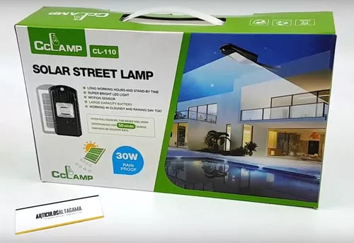 CL-110 30W Solar Street Lamp - Street Light Dual Function (Auto On in Darkness +Motion Sensor) with Lithium Battery