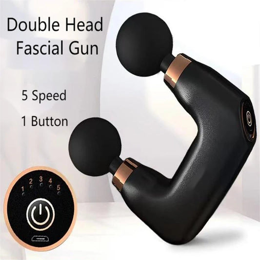 Double Heads Massage Gun Deep Tissue Electric Massager Neck Body Muscle Stimulation Percussion Pistol Fitness Relaxation fitness
